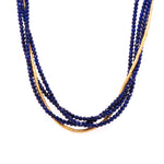 Load image into Gallery viewer, Multi Strand Lapis and Gold Tube Jewelry Set with 24K Fair Trade Gold Vermeil Necklace