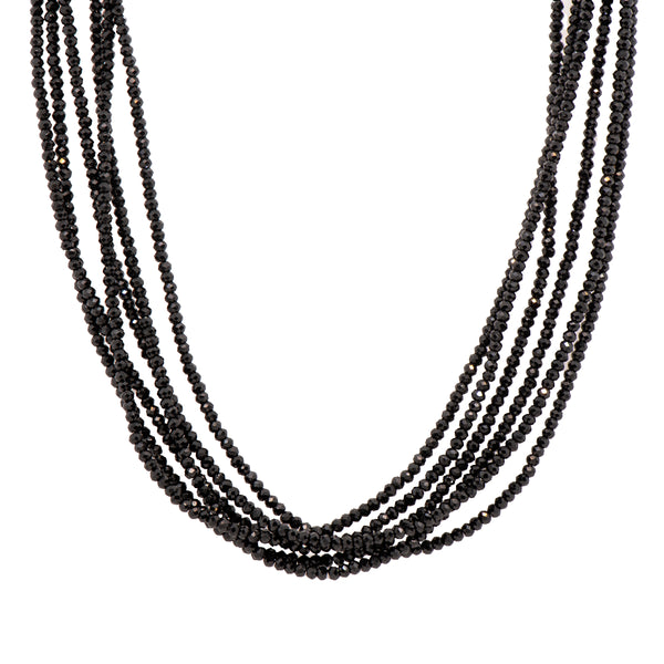 Multi Strand Gemstone Necklace with 24K Fair Trade Gold Vermeil Black Spinel