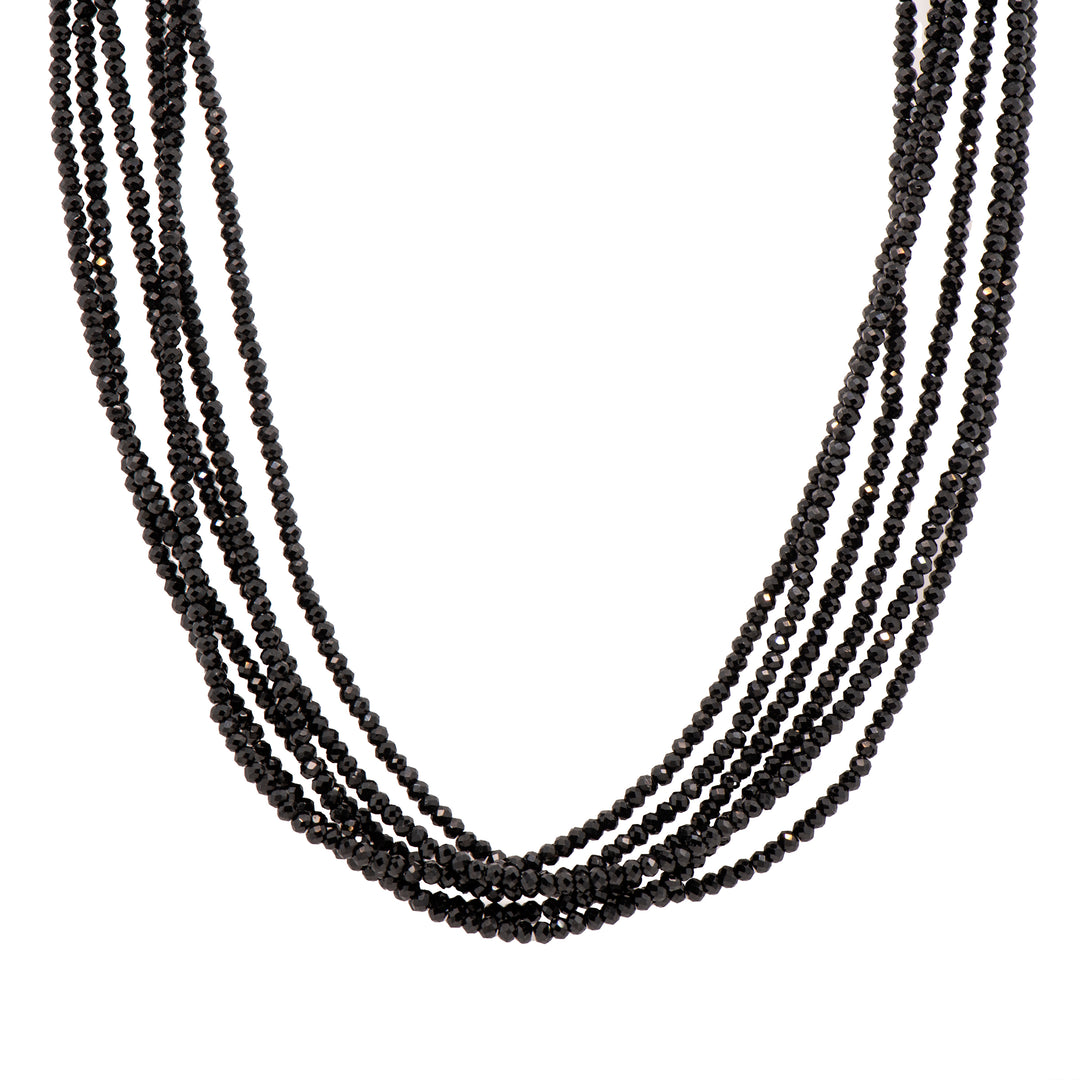 Multi Strand Gemstone Necklace with 24K Fair Trade Gold Vermeil Black Spinel