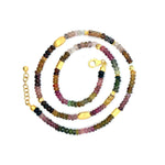 Load image into Gallery viewer, Multi Tourmaline 4MM Beaded Necklace 24K Gold Vermeil