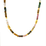 Load image into Gallery viewer, Multi Tourmaline 4MM Beaded Necklace 24K Gold Vermeil