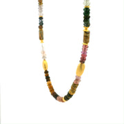 Multi Tourmaline 4MM Beaded Necklace 24K Gold Vermeil