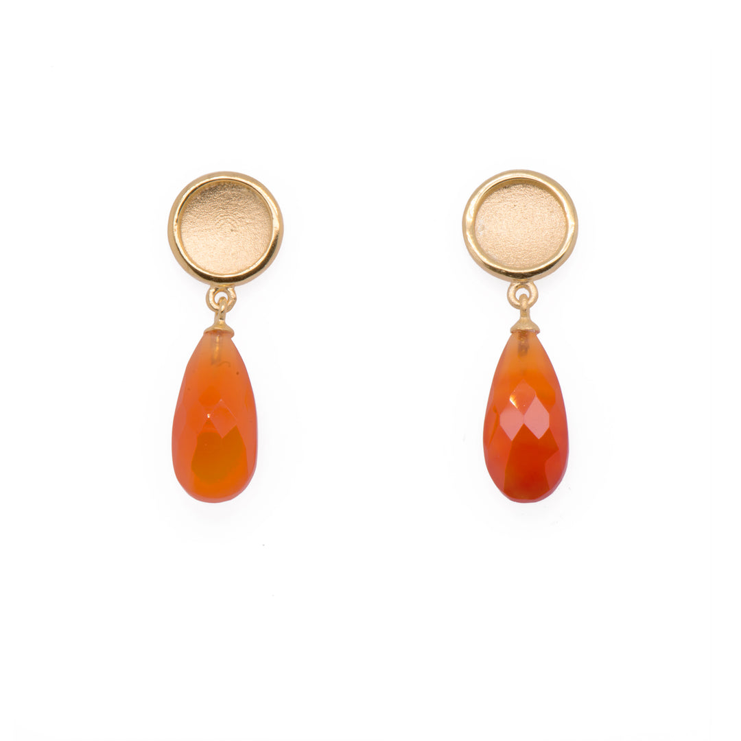 Sun Drop Stone Faceted Earrings 24K Gold Vermeil Carnelian