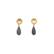Sun Drop Stone Faceted Earrings 24K Gold Vermeil Labradorite