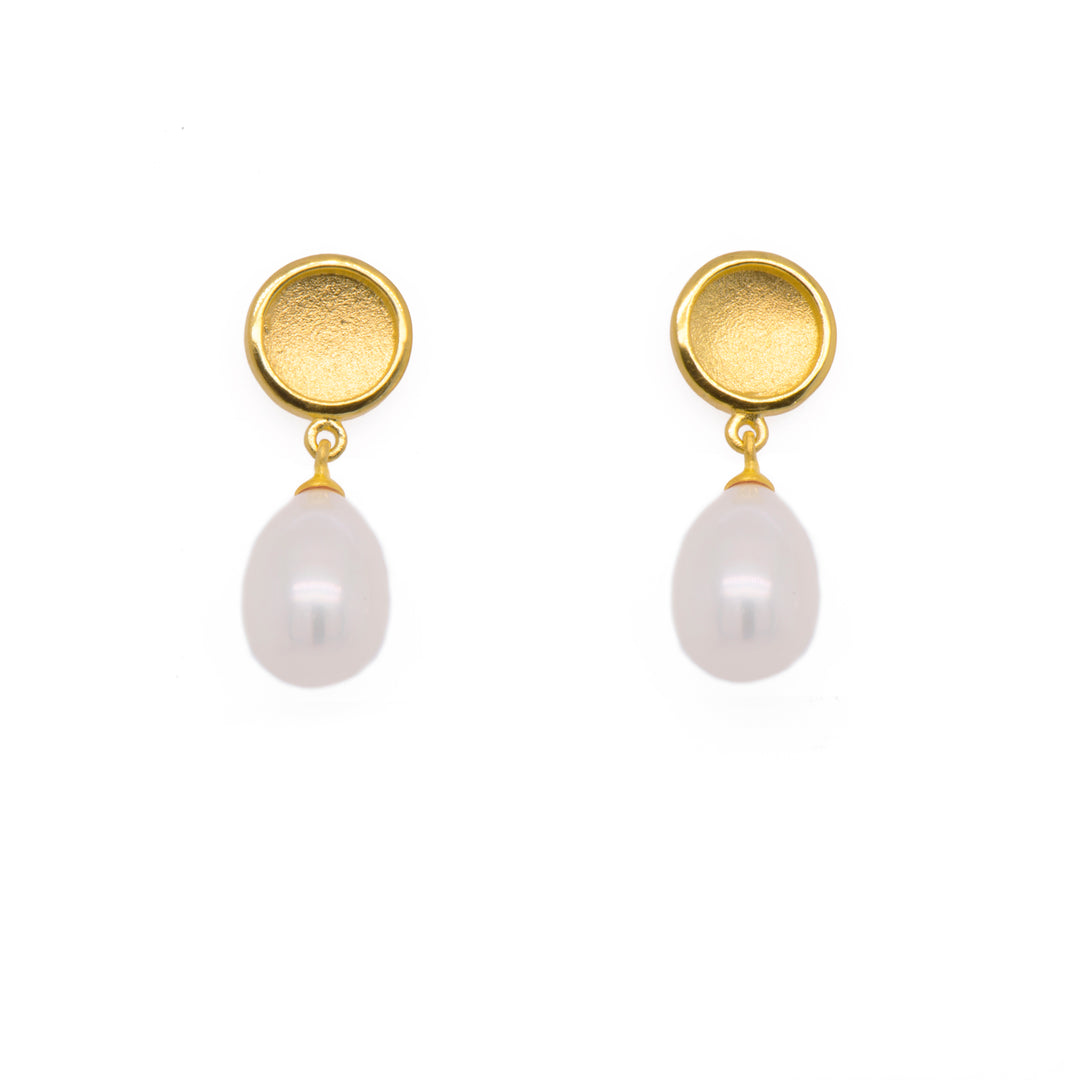 Sun Drop Stone Faceted Earrings 24K Gold Vermeil Pearl