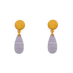 Load image into Gallery viewer, Serenity Teardrop Earrings 24K Gold Vermeil Striped Chalcedony