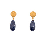 Load image into Gallery viewer, Serenity Teardrop Earrings 24K Gold Vermeil Dumortierite