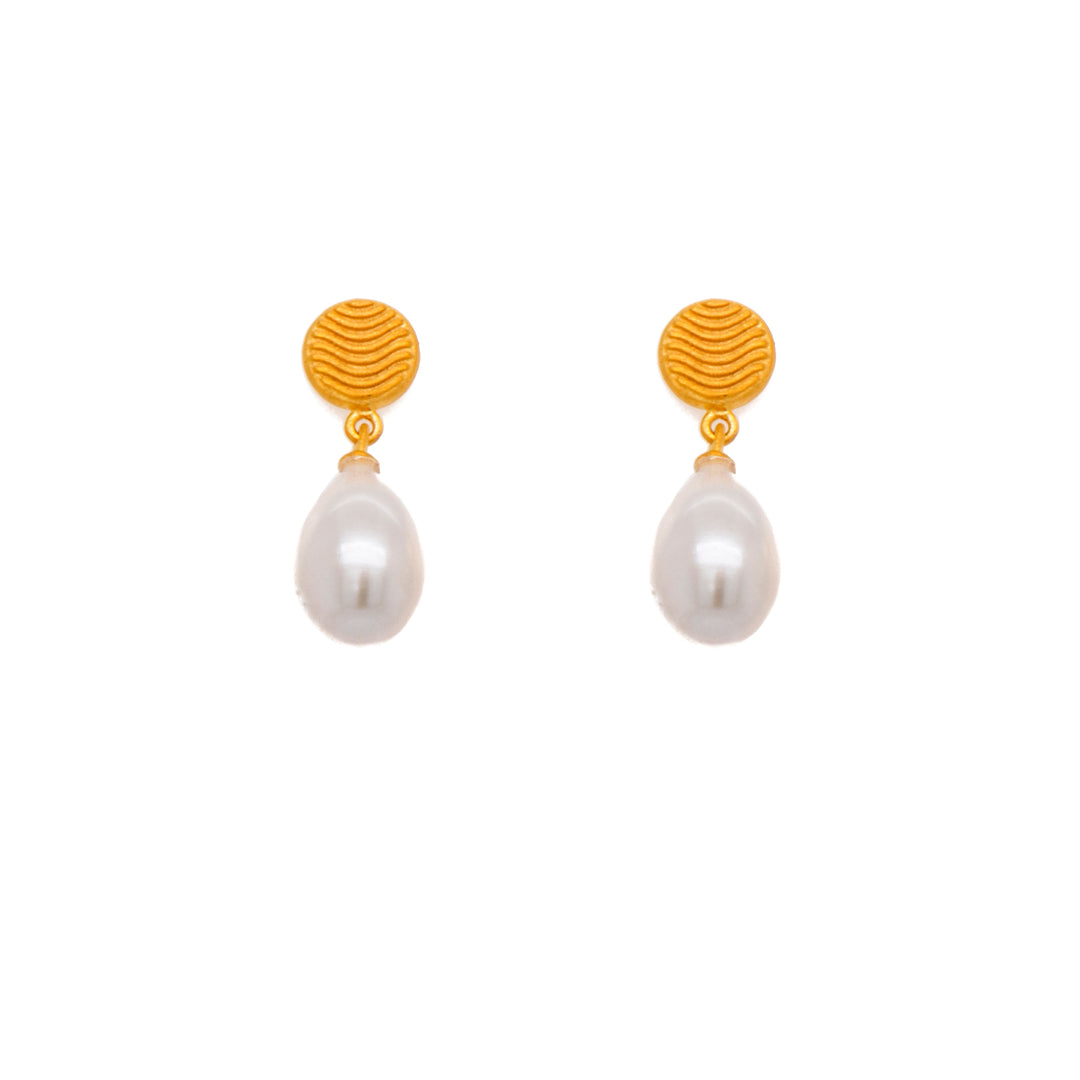Serenity Teardrop Earrings 24K Gold Vermeil Pearl