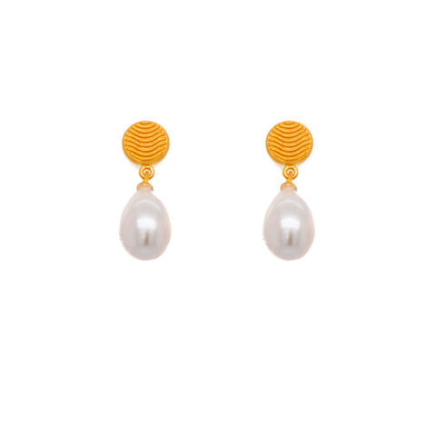 Serenity Teardrop Pearl Earrings 24K Gold Vermeil