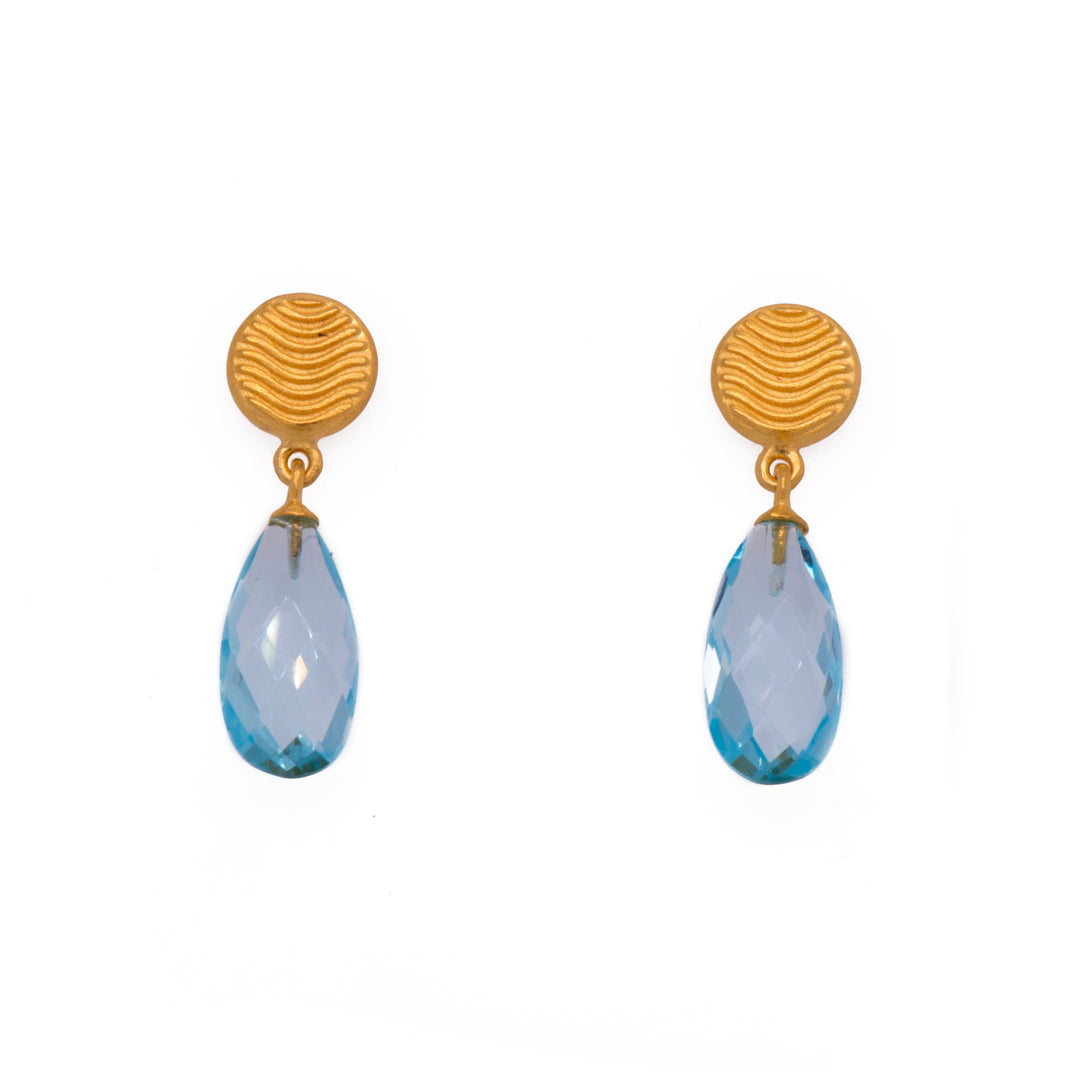 Serenity Teardrop Earrings 24K Gold Vermeil Sky Blue Topaz