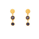 Load image into Gallery viewer, SERENITY TWO BEZEL FACETED DUMOTIERITE EARRINGS - Joyla Jewelry