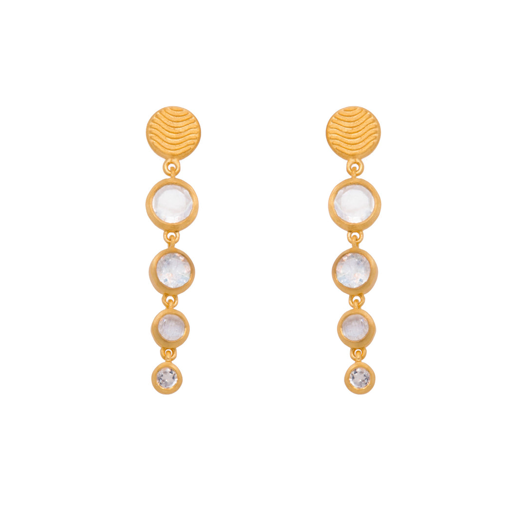 Serenity 4 Bezel Drop Earrings 24K Gold Vermeil