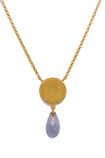 Load image into Gallery viewer, SERENITY FACETED STRIPED CHALCEDONY TEARDROP NECKLACE 24K GOLD VERMEIL - Joyla Jewelry