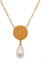 Load image into Gallery viewer, Serenity Drop Necklace 24K Gold Vermeil with Chalcedony and Pearl Pearl