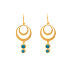 Load image into Gallery viewer, STRENGTH DOUBLE CIRCLE TURQUOISE WIRE EARRINGS 24K GOLD VERMEIL - Joyla Jewelry