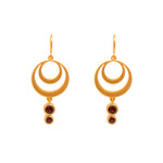 Load image into Gallery viewer, Strength Double Circle Wire Earrings 24K Gold Vermeil in Various Gemstones Garnet