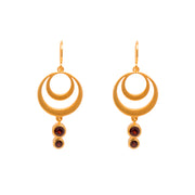 Strength Double Circle Wire Earrings 24K Gold Vermeil in Various Gemstones Garnet
