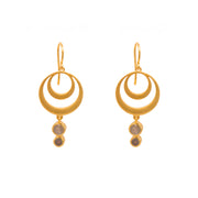 Strength Double Circle Wire Earrings 24K Gold Vermeil in Various Gemstones Labradorite