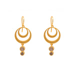 Load image into Gallery viewer, STRENGTH DOUBLE CIRCLE LABRADORITE WIRE EARRINGS 24K GOLD VERMEIL - Joyla Jewelry