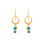 Load image into Gallery viewer, STRENGTH SINGLE CIRCLE TURQUOISE WIRE EARRINGS 24K GOLD VERMEIL - Joyla Jewelry
