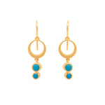 Load image into Gallery viewer, STRENGTH SINGLE CIRCLE TURQUOISE WIRE EARRINGS 24K GOLD VERMEIL - Joyla Jewelry