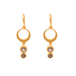 Load image into Gallery viewer, STRENGTH CIRCLE LABADORITE WIRE EARRINGS 24K GOLD VERMEIL - Joyla Jewelry
