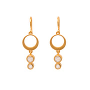 Strength Single Circle Wire Earrings 24K Gold Vermeil in Various Gemstones Rainbow Moonstone