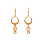 Load image into Gallery viewer, STRENGTH SINGLE CIRCLE EARRINGS RAINBOW MOONSTONE WIRE 24K GOLD VERMEIL - Joyla Jewelry