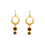 Load image into Gallery viewer, STRENGTH SINGLE CIRCLE SMOKY QUARTZ WIRE EARRINGS 24K GOLD VERMEIL - Joyla Jewelry