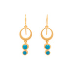 Load image into Gallery viewer, Strength Single Circle Wire Earrings 24K Gold Vermeil in Various Gemstones Turquoise