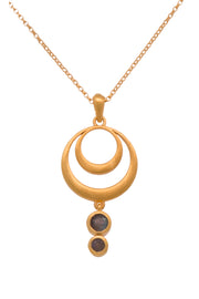 Strength Double Circle Pendant 24K Fair Trade Gold Vermeil in Various Gemstones Labradorite