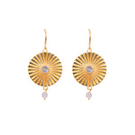 Load image into Gallery viewer, Sun Ray Earrings 24K Gold Vermeil with Labradorite or Rainbow Moonstone
