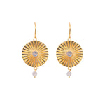 Load image into Gallery viewer, Sun Ray Earrings 24K Gold Vermeil with Labradorite or Rainbow Moonstone