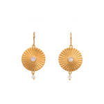 Load image into Gallery viewer, Sun Ray Earrings 24K Gold Vermeil with Labradorite or Rainbow Moonstone
