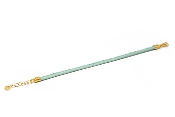 TWO STRAND FACETED TURQUOISE & LEATHER BRACELET FAIR TRADE 24K GOLD VERMEIL - Joyla Jewelry