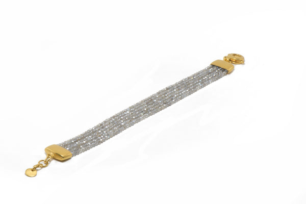 SIX STRAND BRACELET WITH FACETED LABRADORITE FAIR TRADE 24K GOLD VERMEIL - Joyla Jewelry