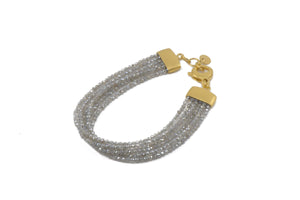 SIX STRAND BRACELET WITH FACETED LABRADORITE FAIR TRADE 24K GOLD VERMEIL - Joyla Jewelry