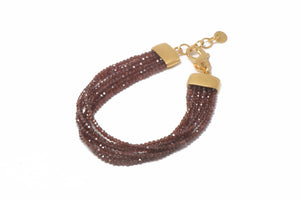 SIX SRAND BRACELET WITH FACETED GARNET FAIR TRADE 24K GOLD VERMEIL - Joyla Jewelry