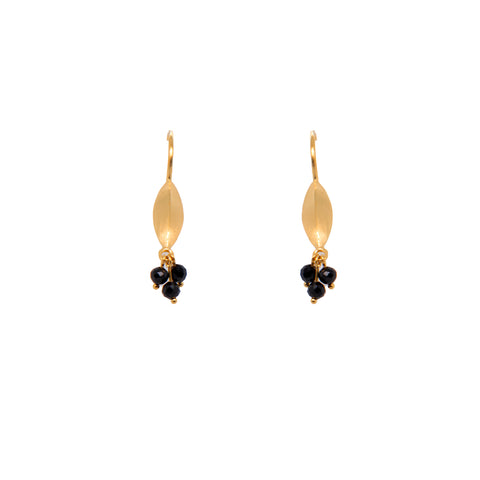 Bliss Cluster Black Spinel Earrings 24K Gold Vermeil