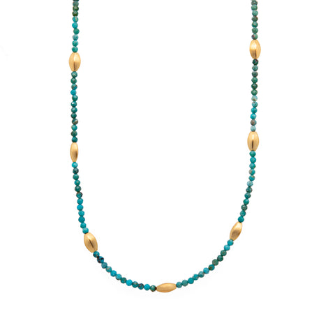NECKLACE-BLISS SHADED TURQUOISE 24K GOLD VERMEIL