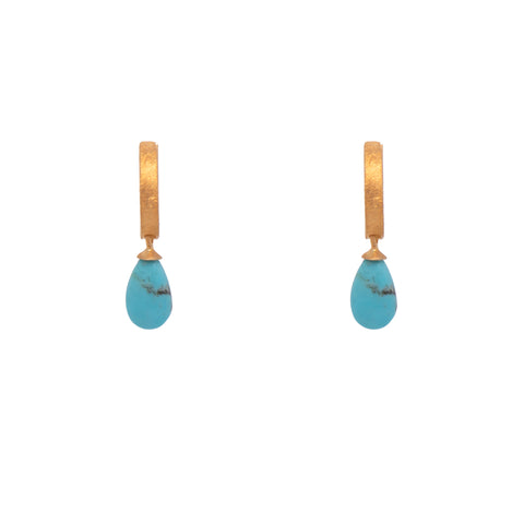 Huggie Hoop Turquoise Drop Earrings 24K Fair Trade Gold Vermeil