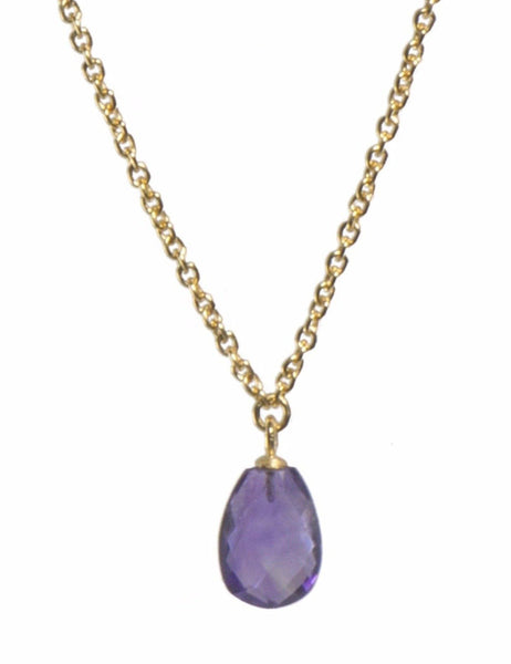 FACETED AMETHYST DROP NECKLACE FAIR TRADE 24K GOLD VERMEIL - Joyla Jewelry