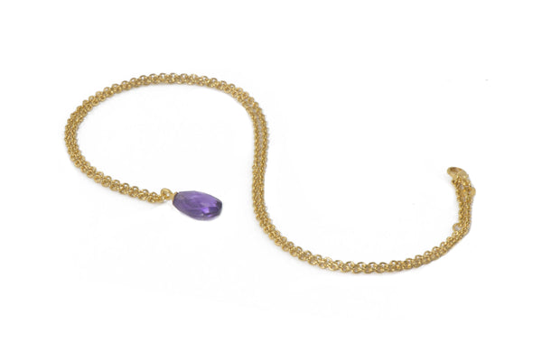 FACETED AMETHYST DROP NECKLACE FAIR TRADE 24K GOLD VERMEIL - Joyla Jewelry