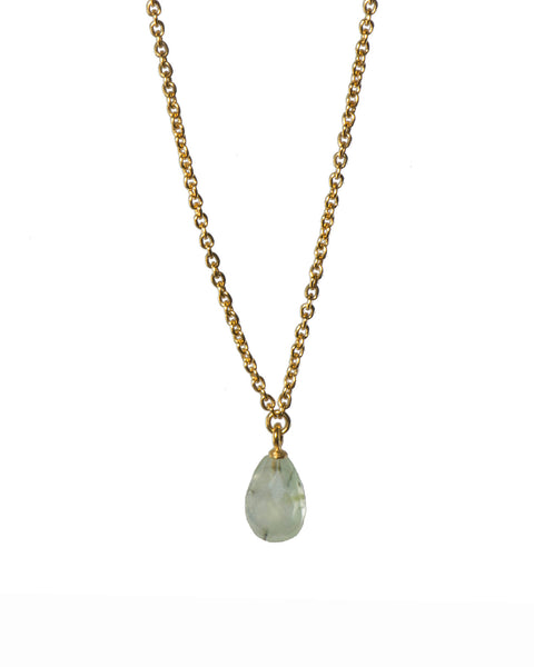 Prehnite Faceted Drop Pendant Necklace 24K Fair Trade Gold Vermeil
