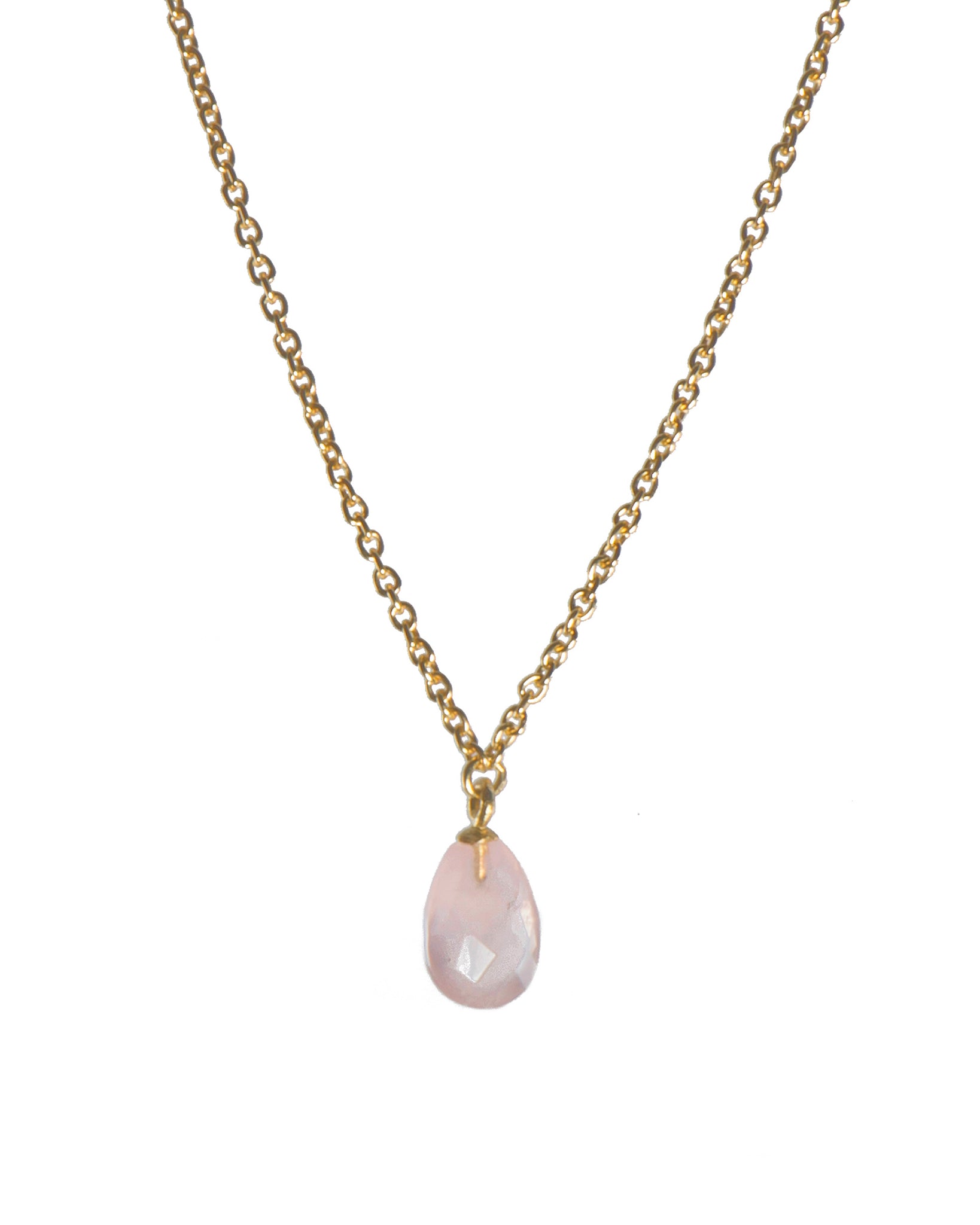 Peach Moonstone Faceted Drop Necklace Fair Trade 24K Gold Vermeil