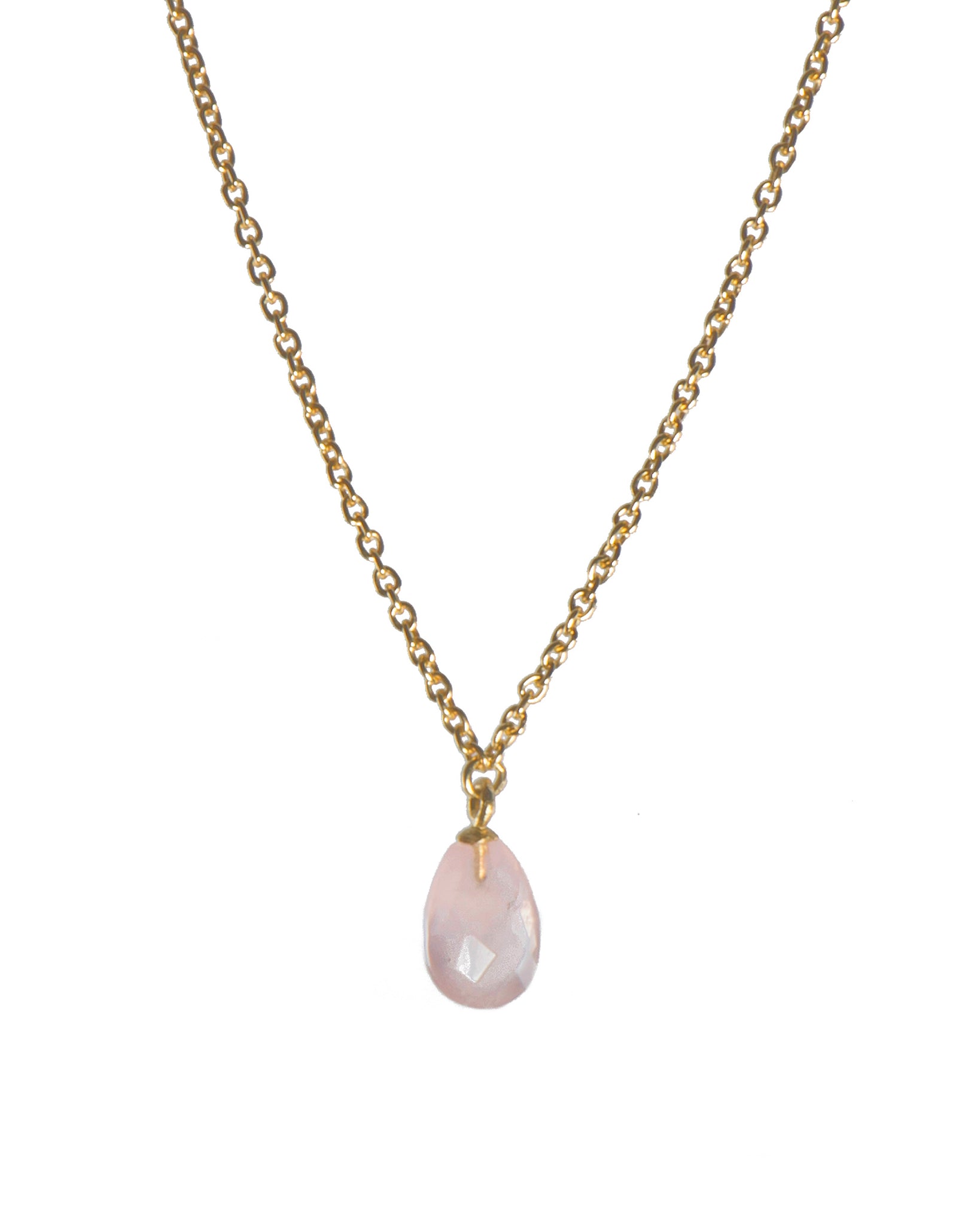 Peach Moonstone Faceted Drop Pendant Necklace 24K Fair Trade Gold Vermeil