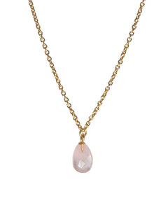 Peach Moonstone Faceted Drop Pendant Necklace 24K Fair Trade Gold Vermeil