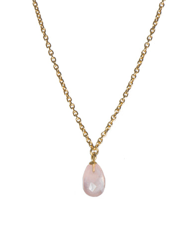 Peach Moonstone Faceted Drop Necklace Fair Trade 24K Gold Vermeil