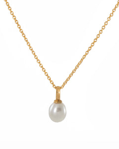 White Pearl Drop Pendant Necklace 24K Fair Trade Gold Vermeil