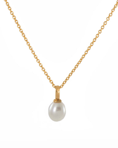 White Pearl Drop Necklace 24K Fair Trade Gold Vermeil
